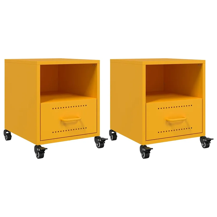 Tables de chevet 2 pcs jaune moutarde 36x39x43,5 cm acier - 2