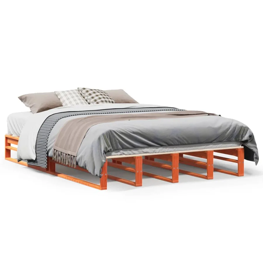 Cadre de lit sans matelas cire marron 120x200cm bois pin massif - 2
