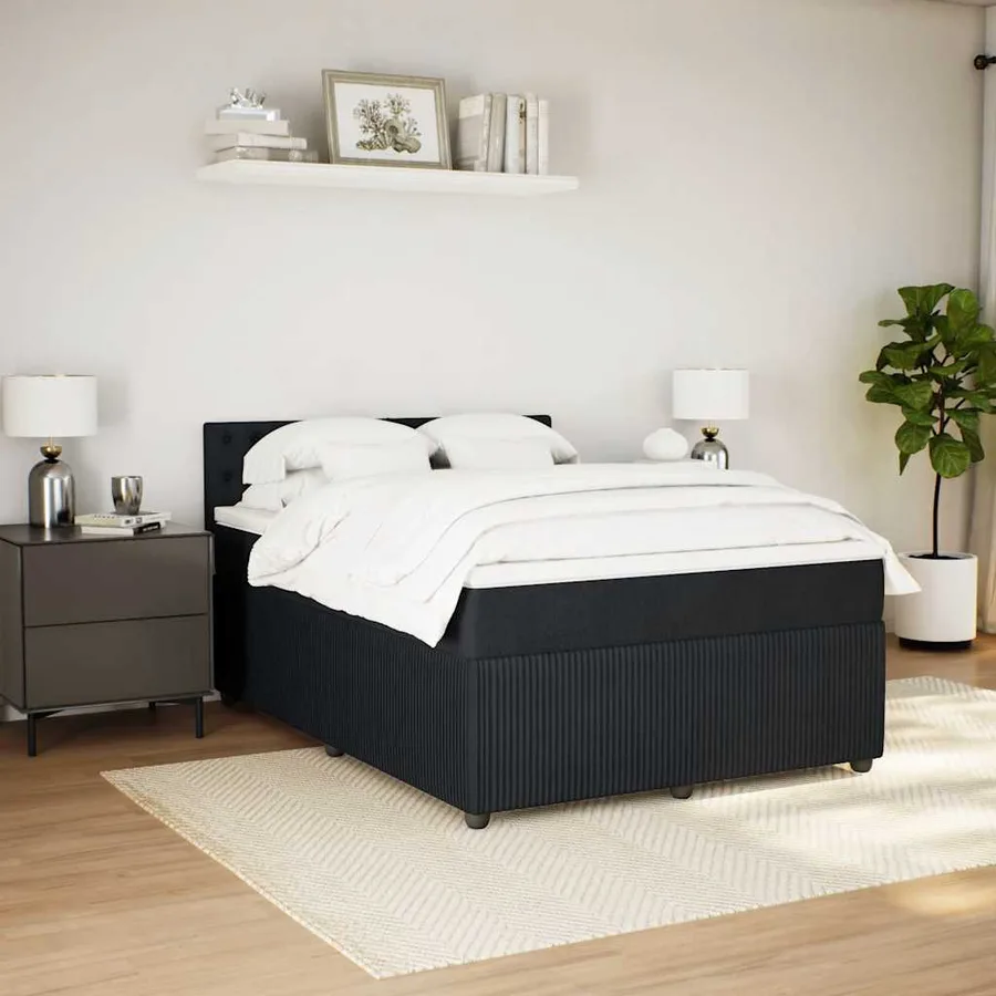 Sommier à lattes de lit avec matelas Noir 140x200 cm Velours - 5
