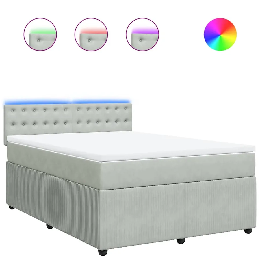 Sommier à lattes de lit et matelas Gris clair 140x200cm Velours - 2
