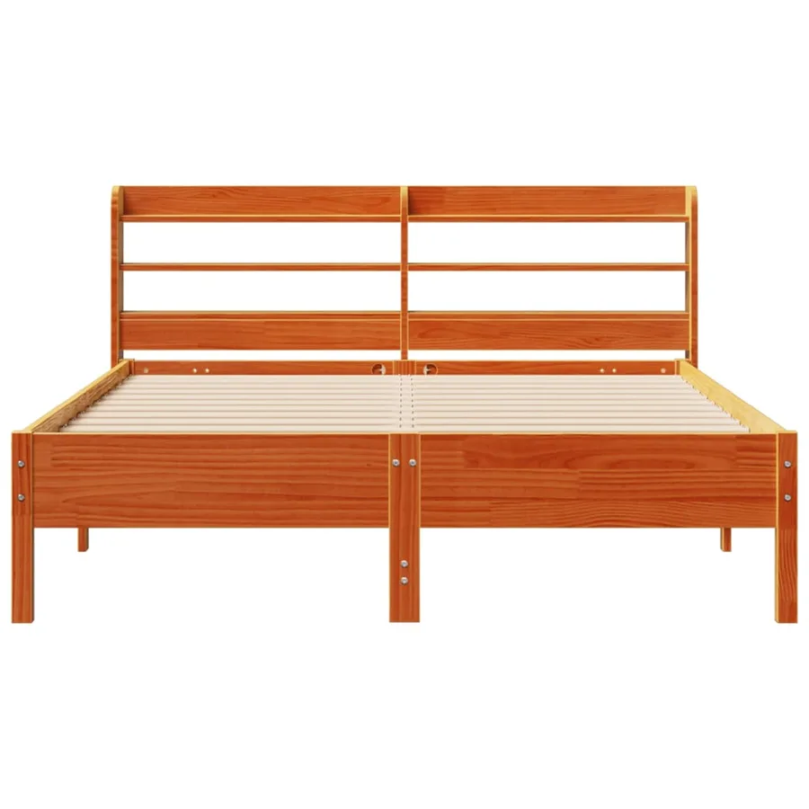 Cadre de lit sans matelas cire marron 150x200cm bois pin massif - 4