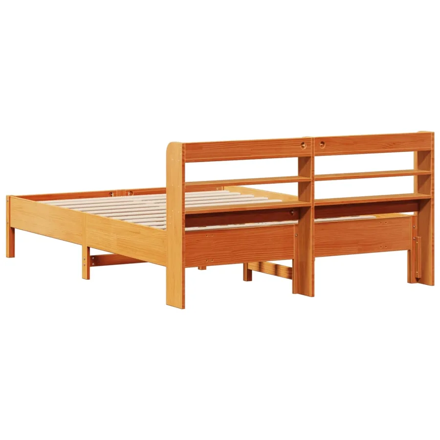 Cadre de lit sans matelas cire marron 150x200cm bois pin massif - 6
