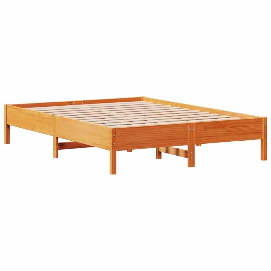 Cadre de lit sans matelas cire marron 150x200cm bois pin massif - 7