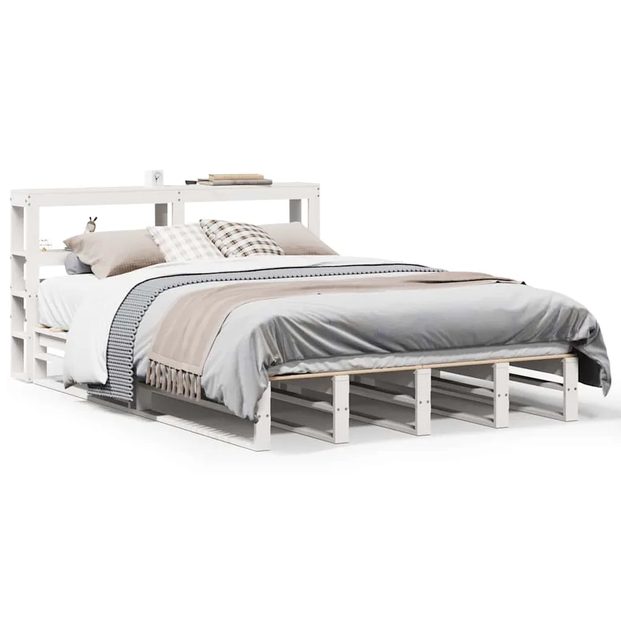 Cadre de lit sans matelas blanc 120x200 cm bois de pin massif - 2