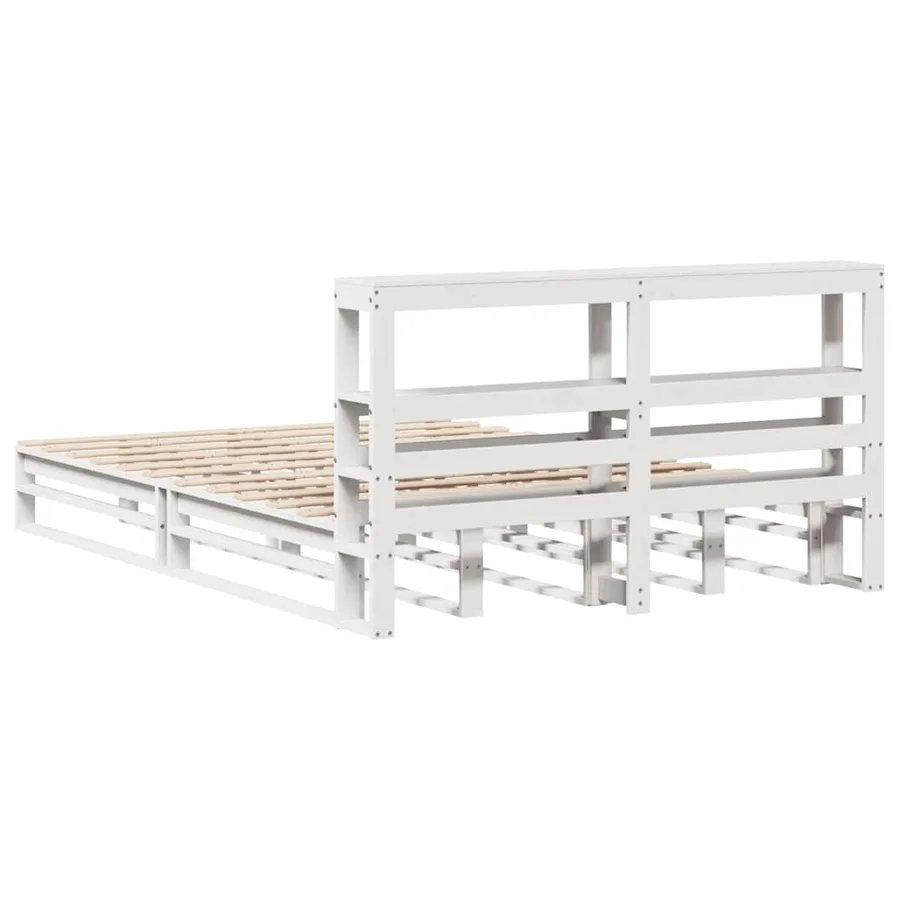 Cadre de lit sans matelas blanc 120x200 cm bois de pin massif - 8