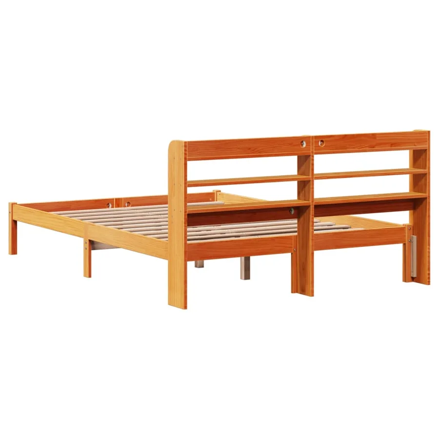 Cadre de lit et tête de lit sans matelas cire marron 135x190 cm - 8