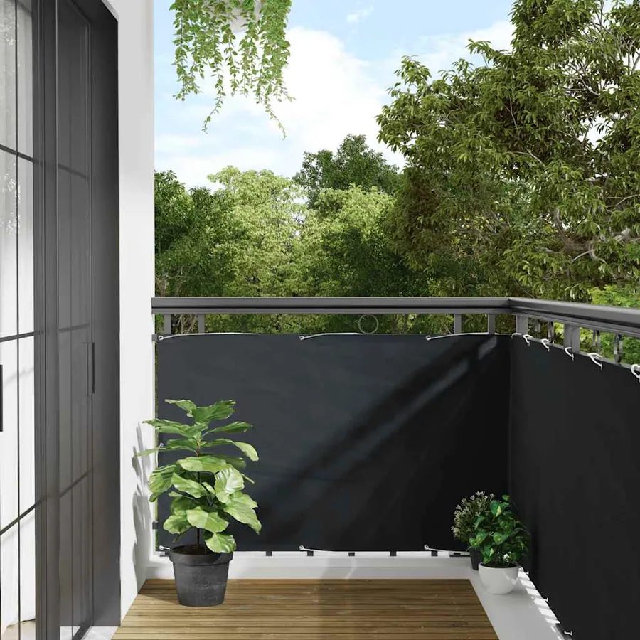 Balcony screen in anthracite Oxford fabric 90x400 cm