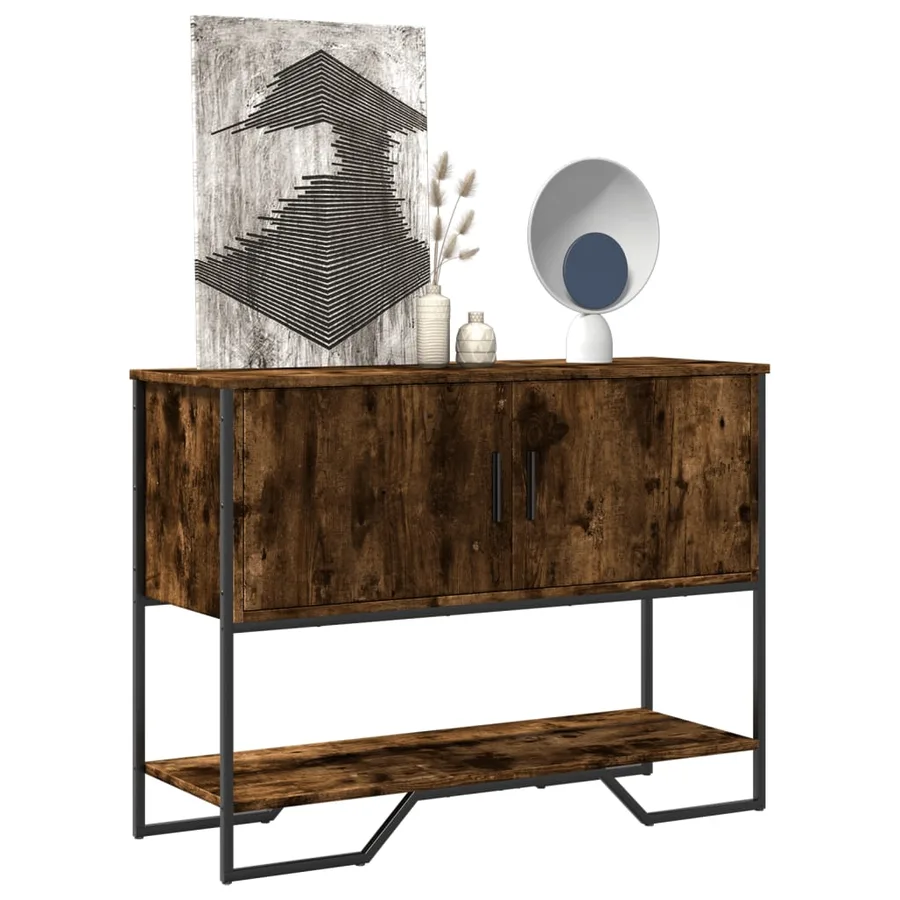 Table console chêne fumé 100x35x74,5 cm bois d'ingénierie - 3