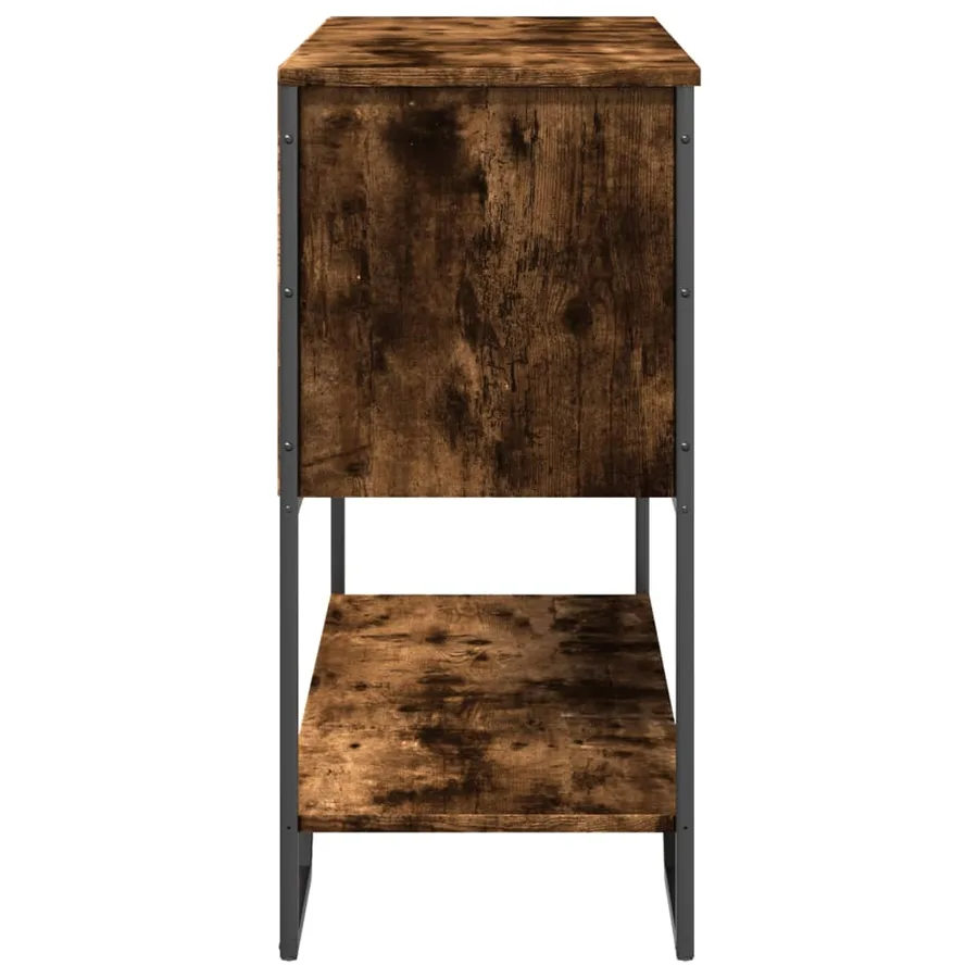 Table console chêne fumé 100x35x74,5 cm bois d'ingénierie - 6