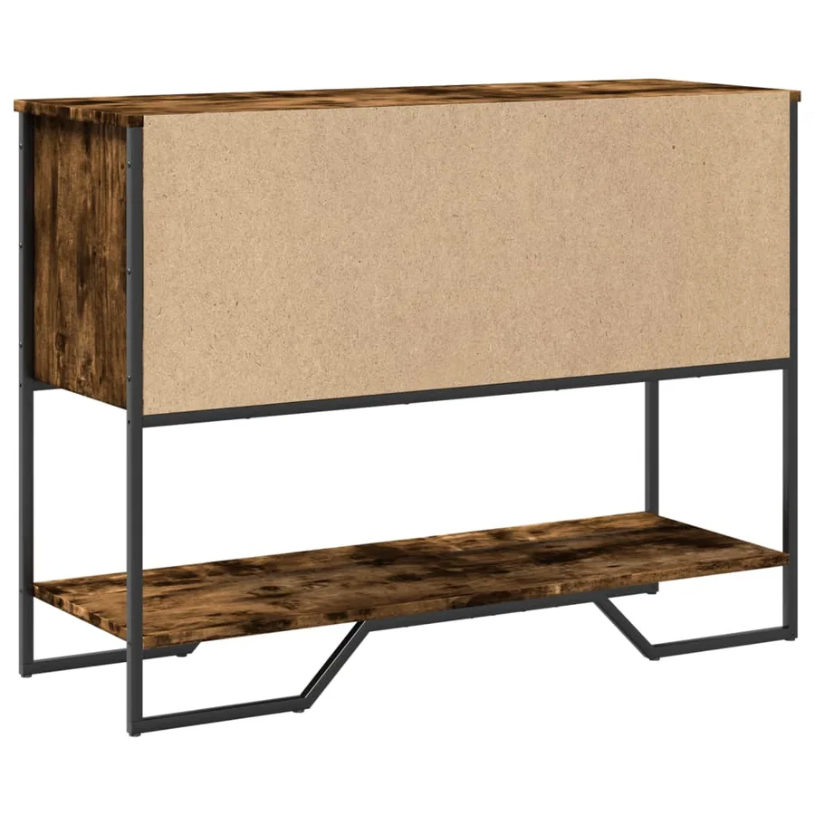 Table console chêne fumé 100x35x74,5 cm bois d'ingénierie - 7