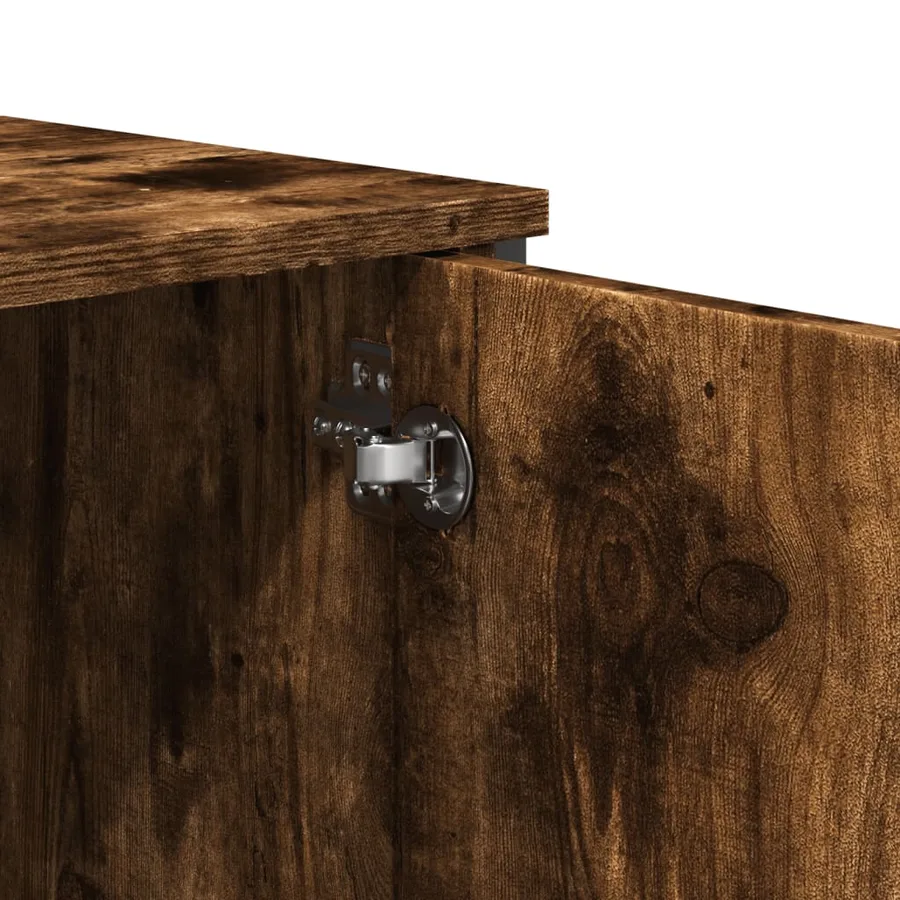 Table console chêne fumé 100x35x74,5 cm bois d'ingénierie - 8