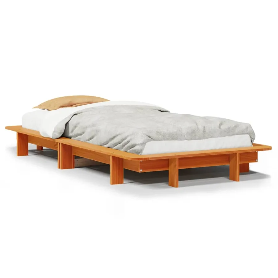Cadre de lit sans matelas cire marron 90x190 cm bois pin massif - 2