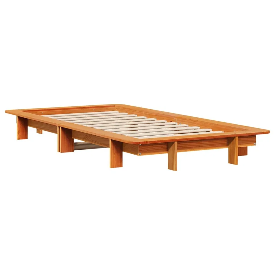 Cadre de lit sans matelas cire marron 90x190 cm bois pin massif - 6