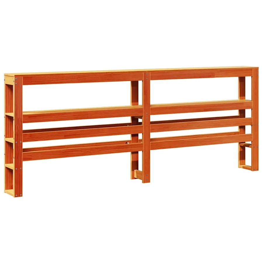 Tête de lit avec étagères marron cire 200 cm bois massif de pin - 6