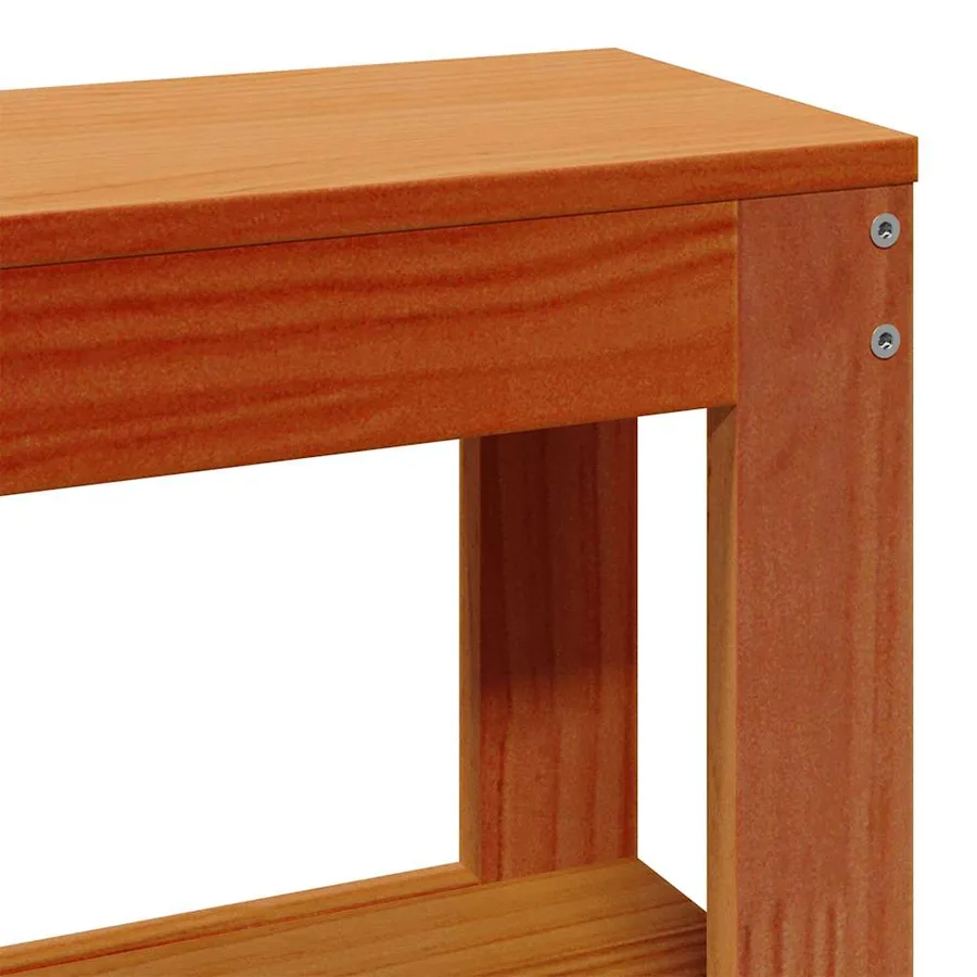 Tête de lit avec étagères marron cire 200 cm bois massif de pin - 7