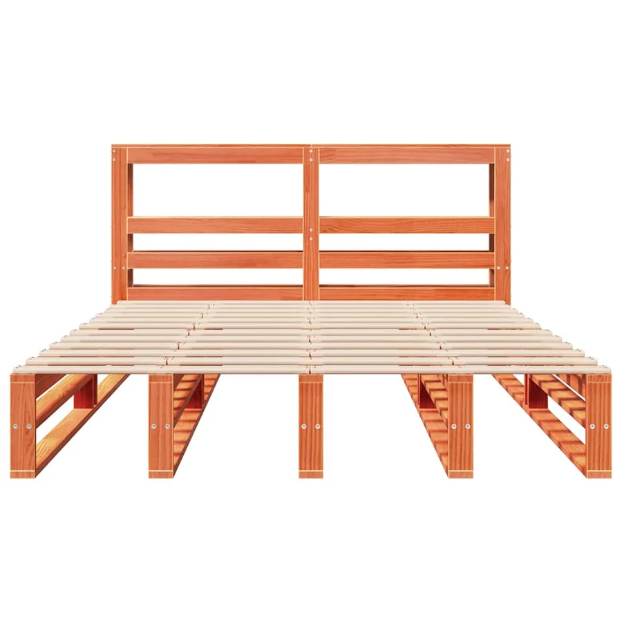 Cadre de lit sans matelas cire marron 135x190cm bois pin massif - 4