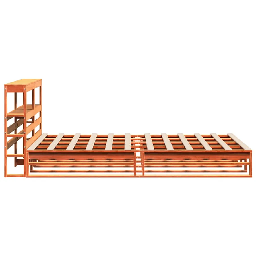 Cadre de lit sans matelas cire marron 135x190cm bois pin massif - 7