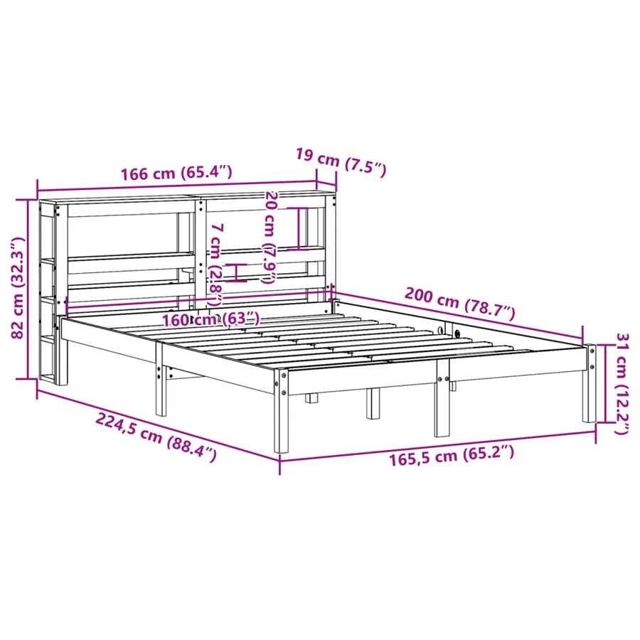 Cadre de lit et tête de lit sans matelas cire marron 160x200 cm - 12