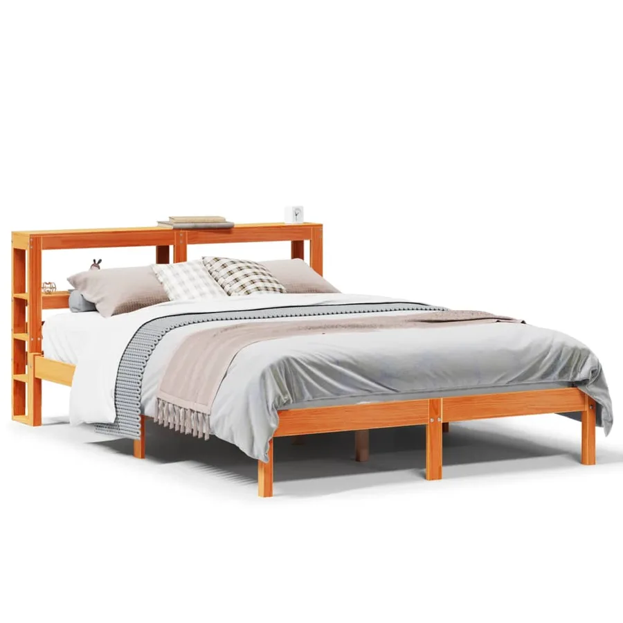 Cadre de lit et tête de lit sans matelas cire marron 160x200 cm - 2