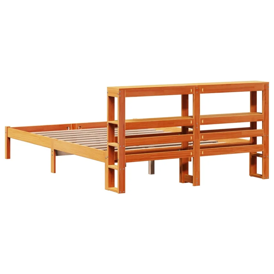 Cadre de lit et tête de lit sans matelas cire marron 160x200 cm - 6