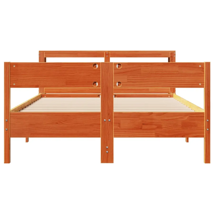 Cadre de lit sans matelas cire marron 160x200cm bois pin massif - 4
