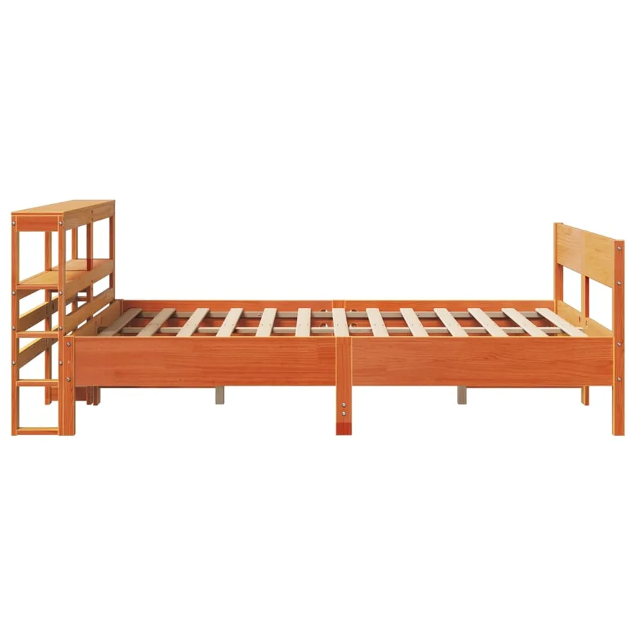 Cadre de lit sans matelas cire marron 160x200cm bois pin massif - 5
