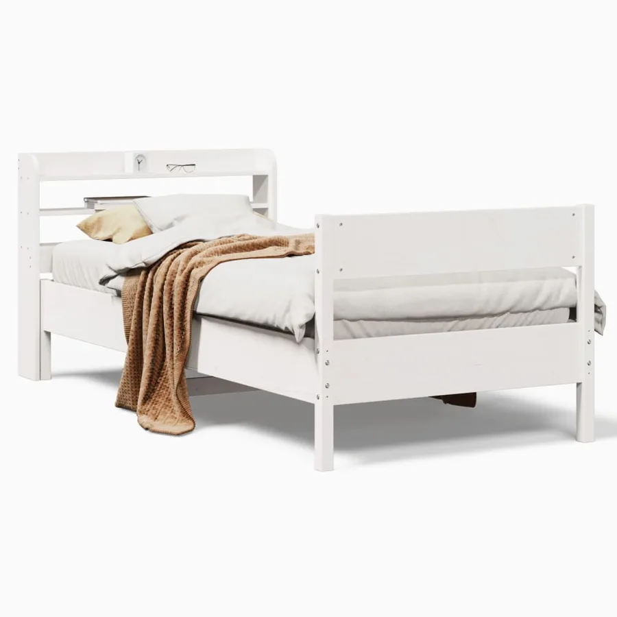Cadre de lit sans matelas blanc 90x190 cm bois de pin massif - 2