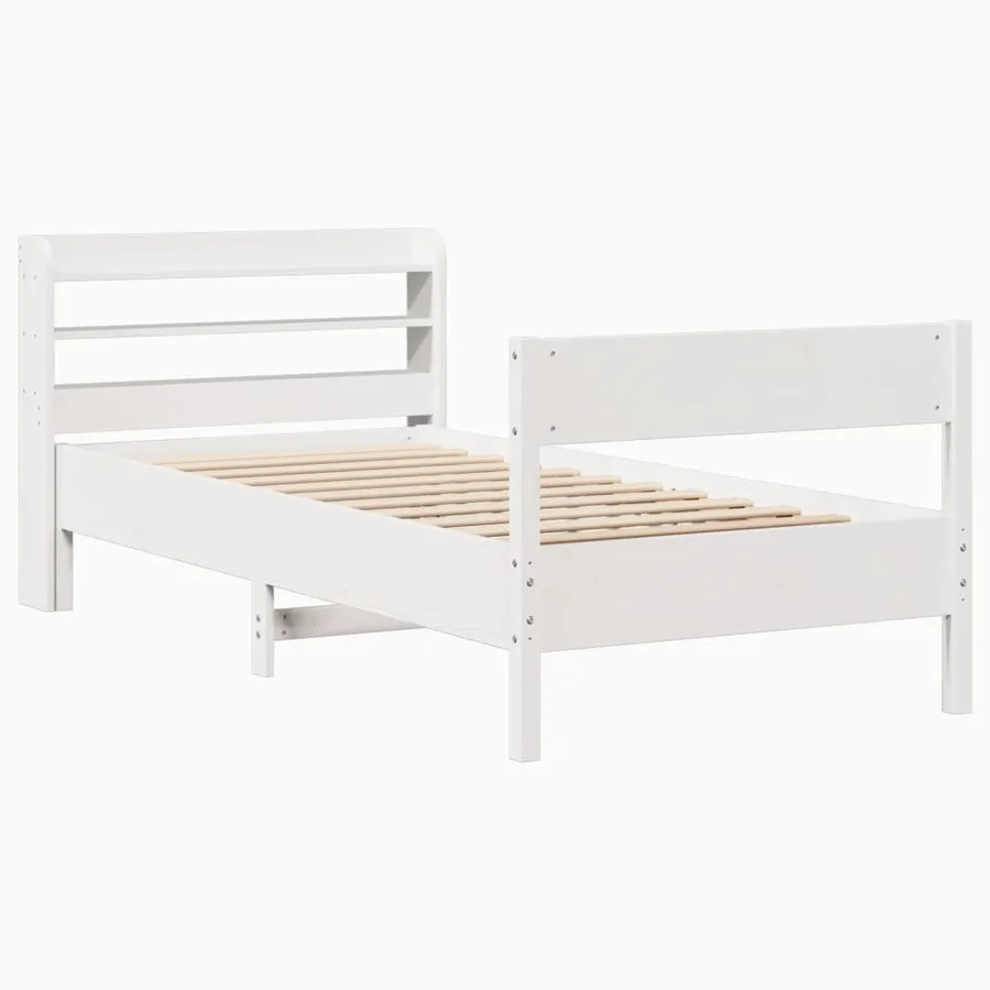 Cadre de lit sans matelas blanc 90x190 cm bois de pin massif - 3