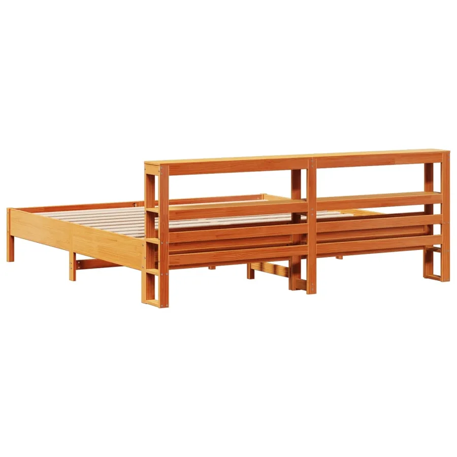 Cadre de lit sans matelas cire marron 180x200cm bois pin massif - 6