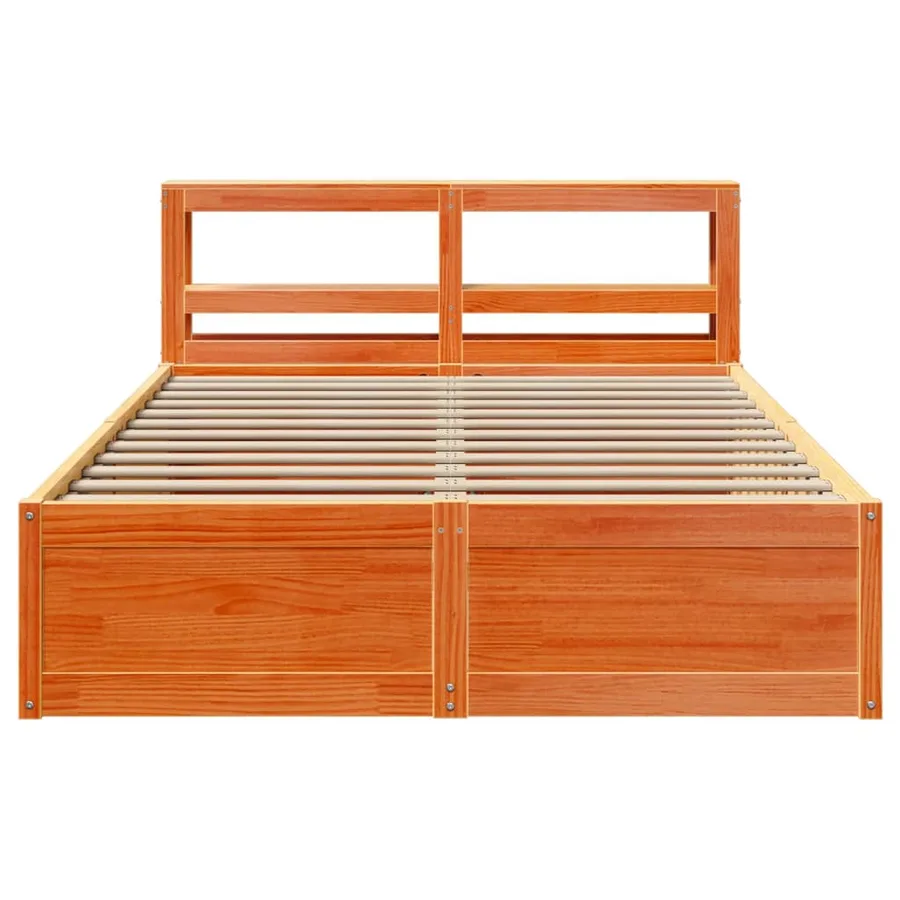 Cadre de lit et tête de lit cire marron 150x200 cm bois de pin - 4