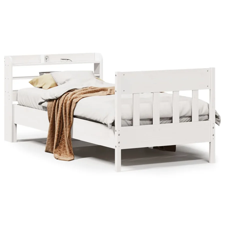 Cadre de lit sans matelas blanc 90x200 cm bois de pin massif - 2