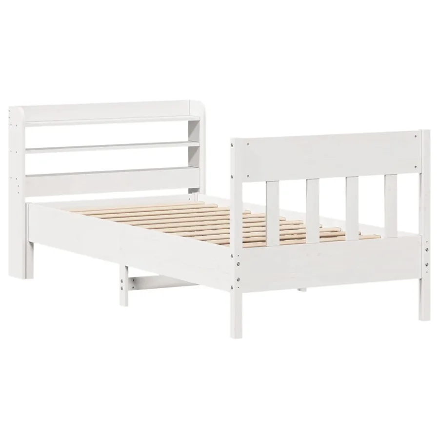 Cadre de lit sans matelas blanc 90x200 cm bois de pin massif - 3