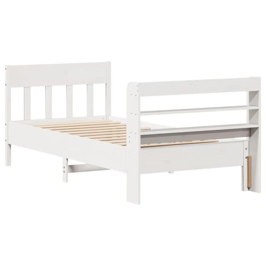 Cadre de lit sans matelas blanc 90x200 cm bois de pin massif - 6