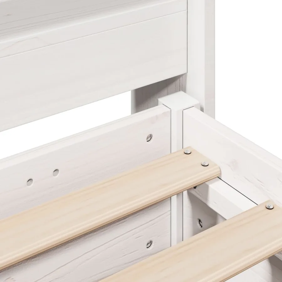 Cadre de lit sans matelas blanc 90x200 cm bois de pin massif - 9