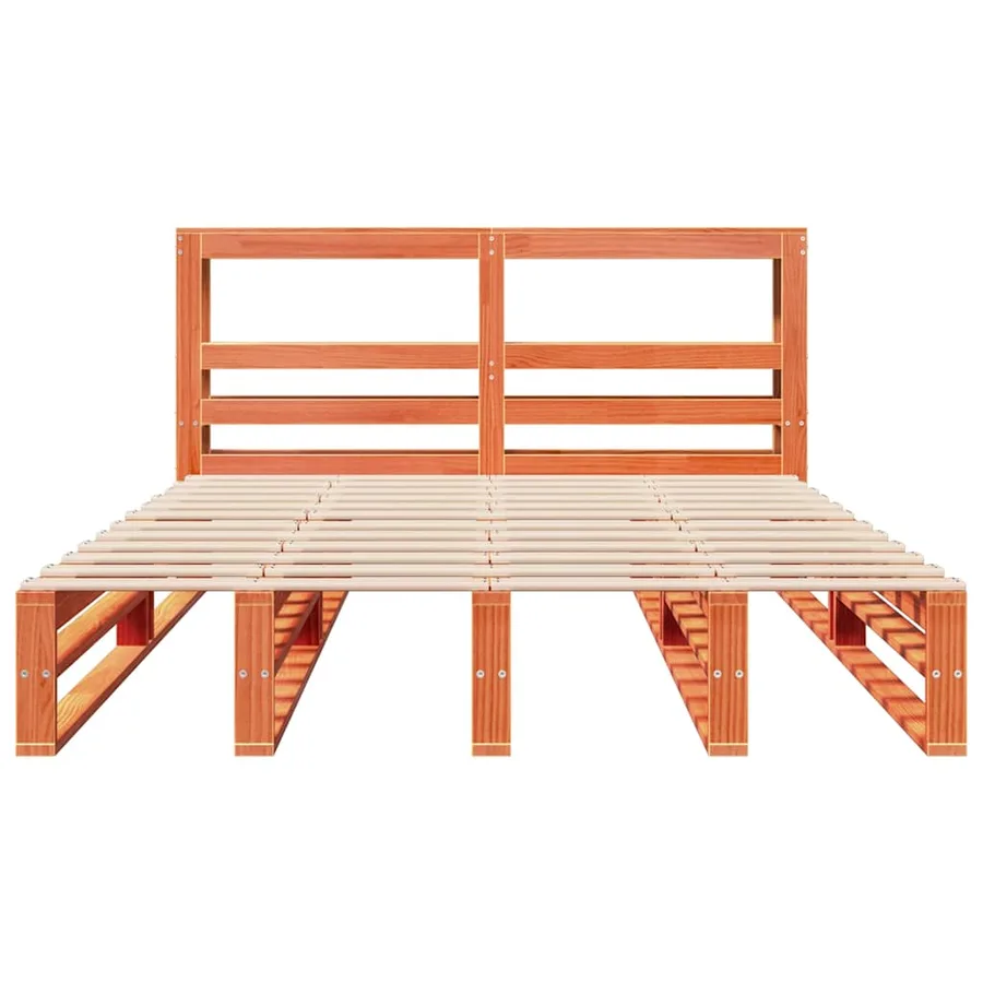 Cadre de lit sans matelas cire marron 150x200cm bois pin massif - 4