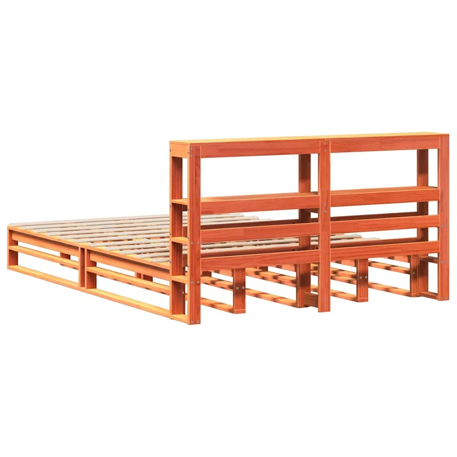 Cadre de lit sans matelas cire marron 150x200cm bois pin massif - 8