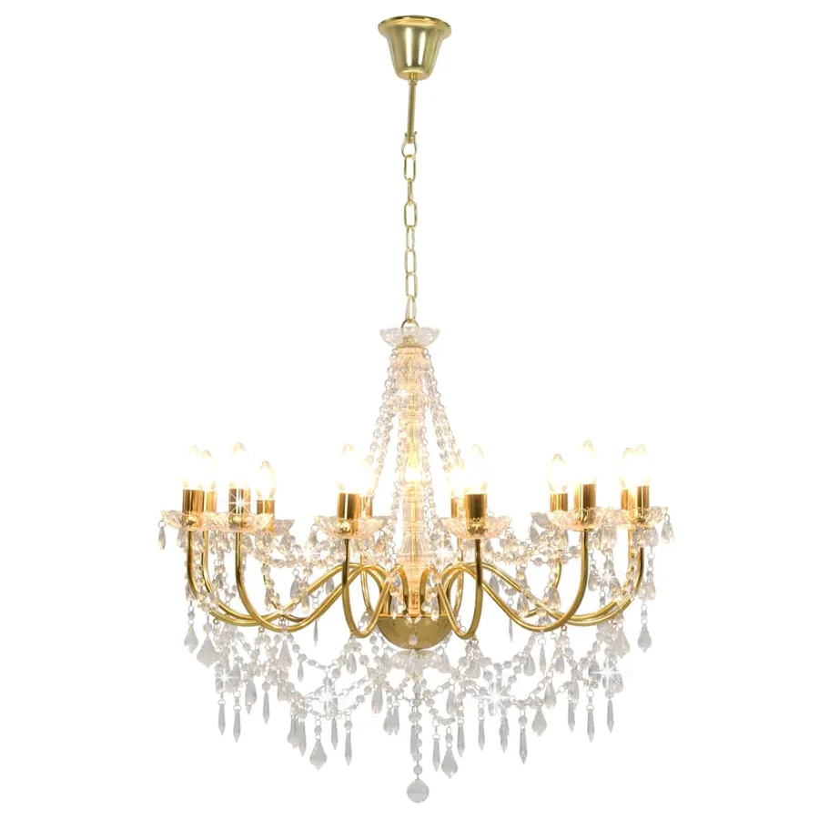 Lustre avec perles Doré 12 ampoules E14 - 2