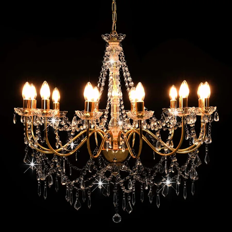 Lustre avec perles Doré 12 ampoules E14 - 3