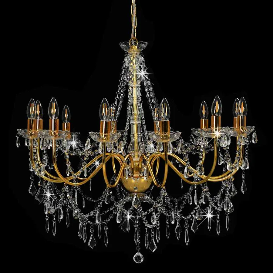 Lustre avec perles Doré 12 ampoules E14 - 4