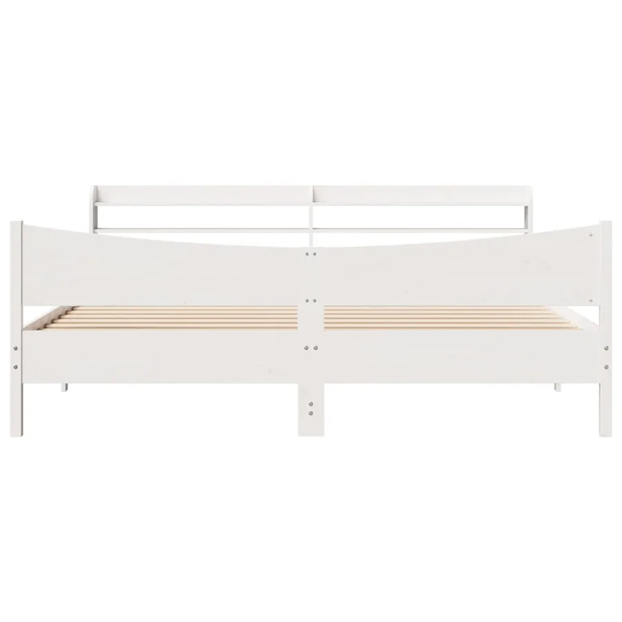 Cadre de lit et tête de lit blanc 180x200 cm bois de pin massif - 4