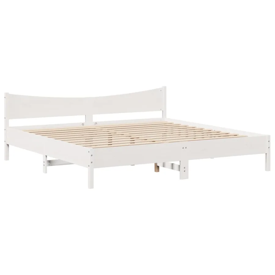 Cadre de lit et tête de lit blanc 180x200 cm bois de pin massif - 5