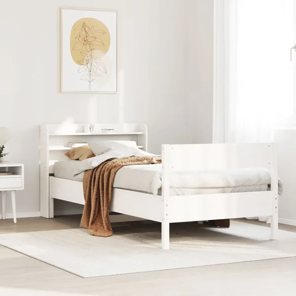 Cadre de lit sans matelas blanc 90x200 cm bois de pin massif