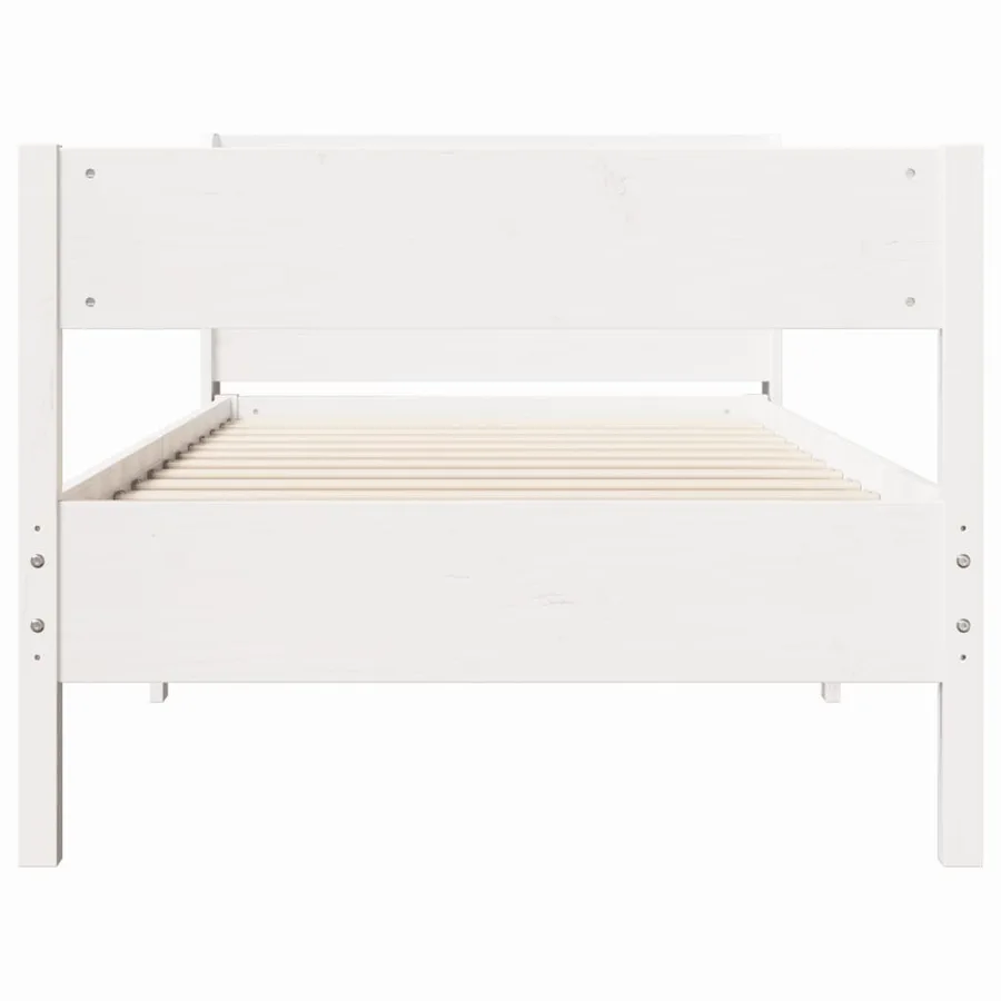 Cadre de lit sans matelas blanc 90x200 cm bois de pin massif - 4
