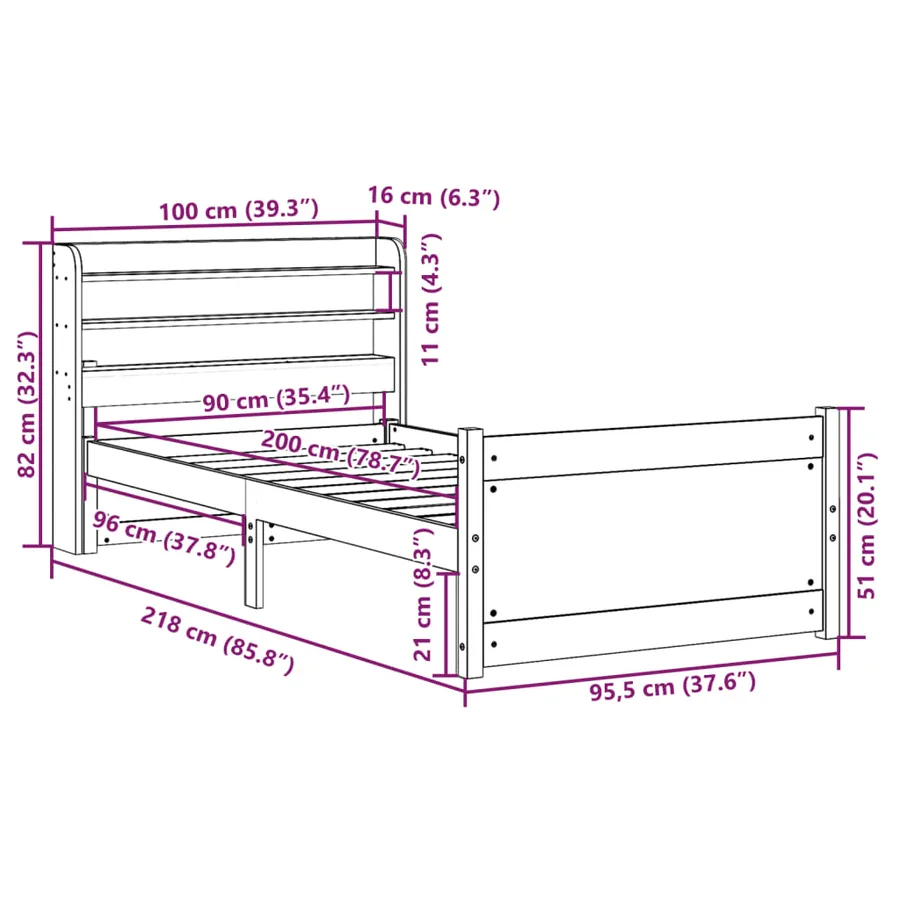Cadre de lit avec tête de lit sans matelas blanc 90x200 cm - 12