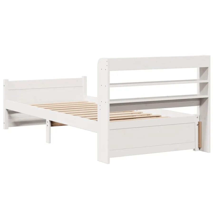 Cadre de lit avec tête de lit sans matelas blanc 90x200 cm - 8