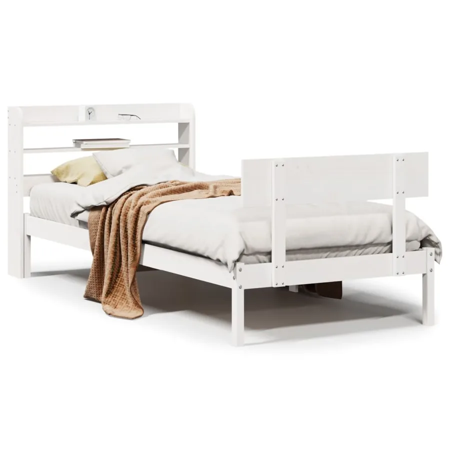 Cadre de lit sans matelas blanc 90x190 cm bois de pin massif - 2