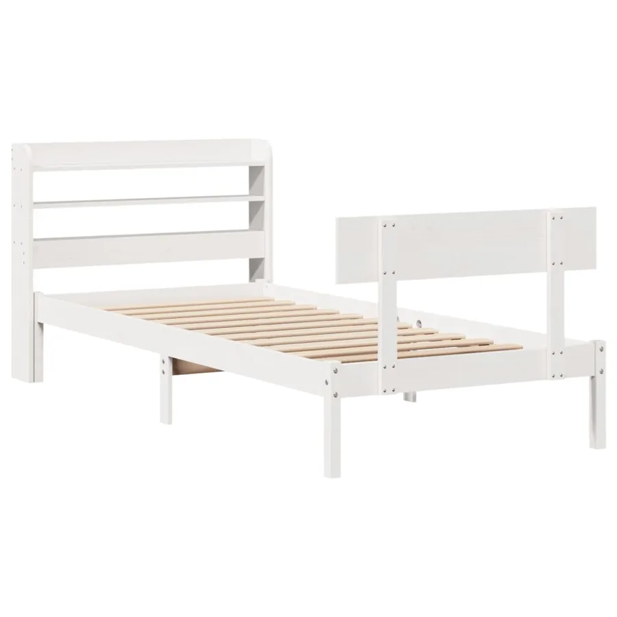Cadre de lit sans matelas blanc 90x190 cm bois de pin massif - 3