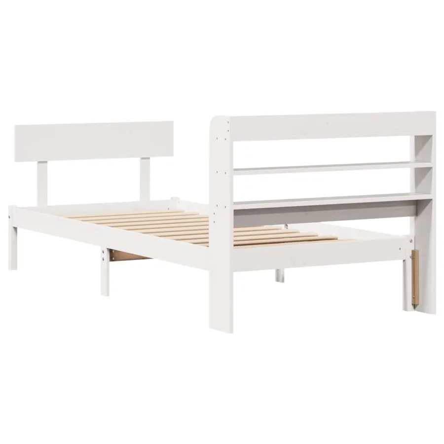 Cadre de lit sans matelas blanc 90x190 cm bois de pin massif - 6