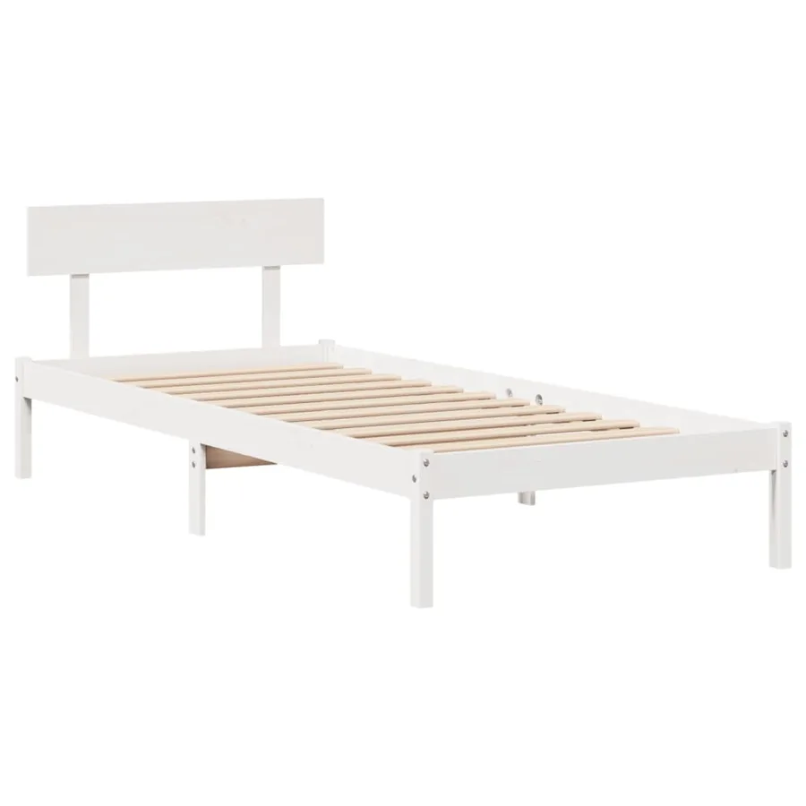 Cadre de lit sans matelas blanc 90x190 cm bois de pin massif - 7