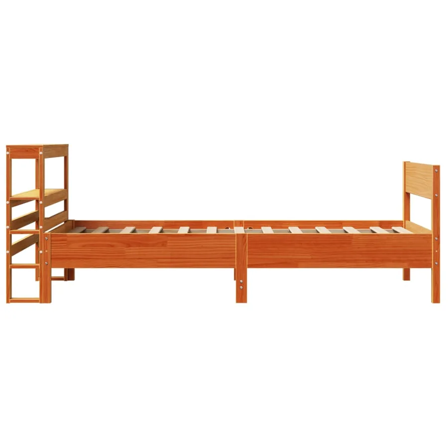 Cadre de lit sans matelas cire marron 100x200cm bois pin massif - 5